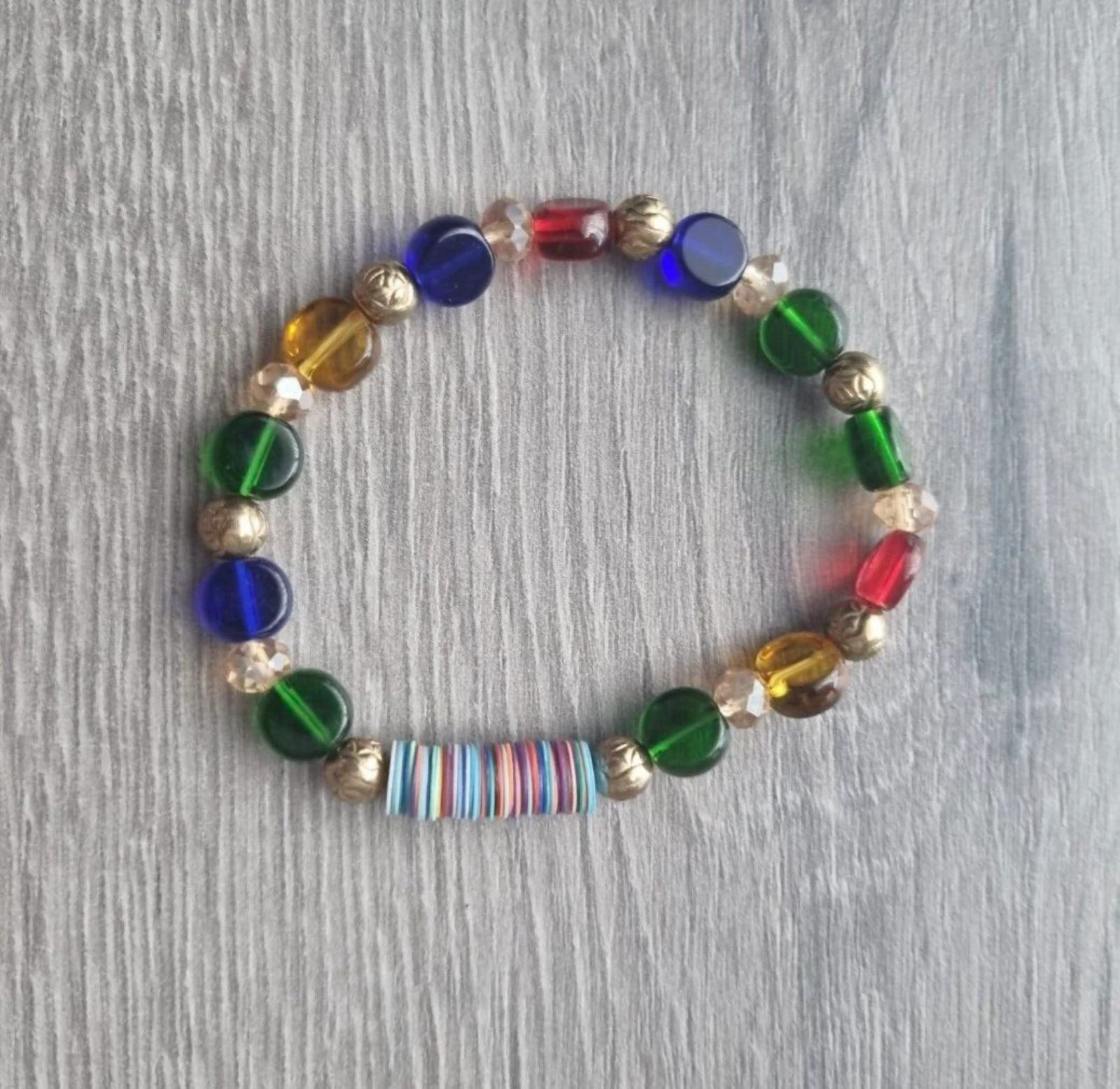 Bracelet coloré à perles avec perles de verre & Katsuki / Perles à disque – Boho / Été – photo 2